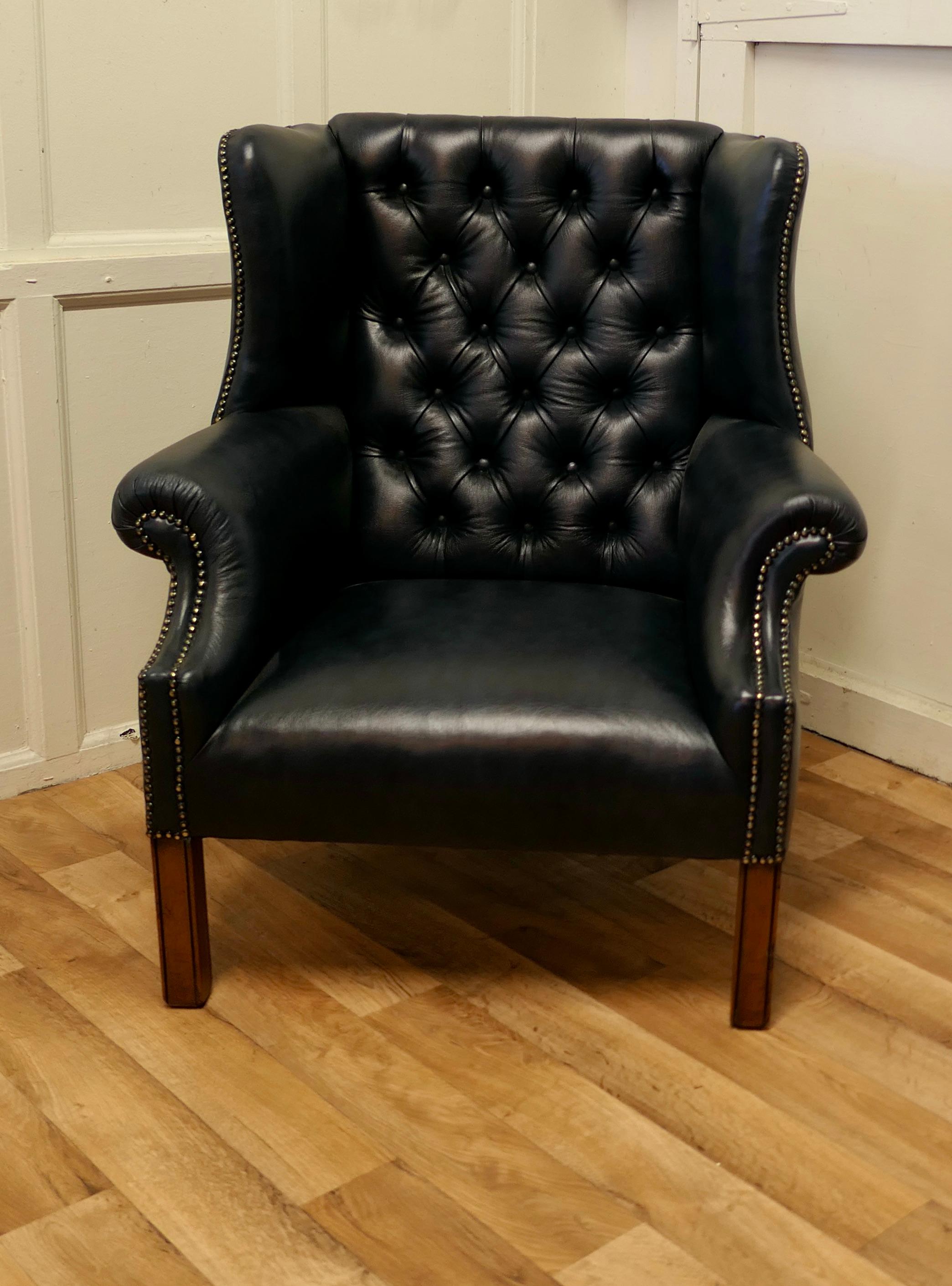 Wing Back Hall Porters Leather or Chesterfield Library Chair 6