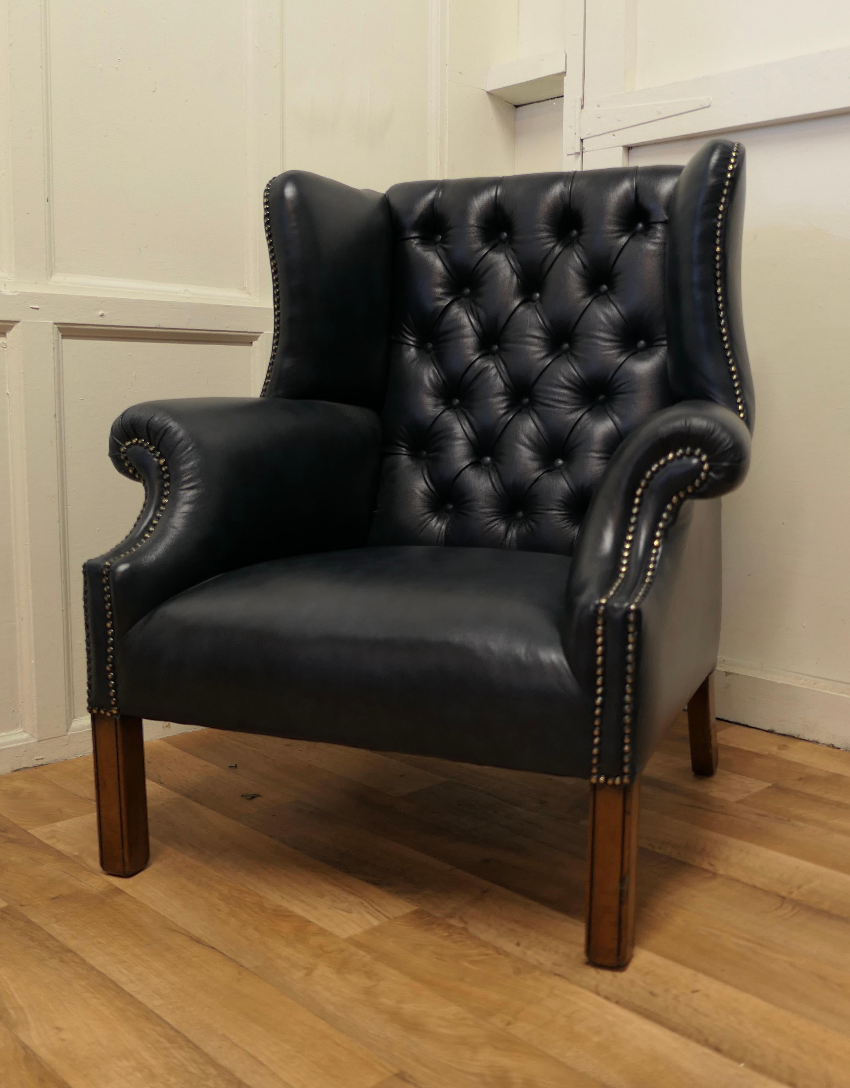 Wing Back Hall Porters Leather or Chesterfield Library Chair 8