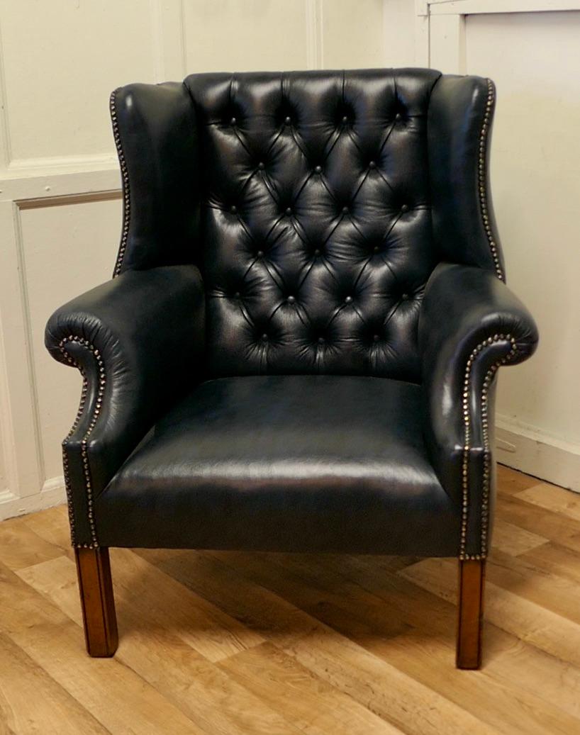Wing Back Hall Porters Leather or Chesterfield Library Chair 5