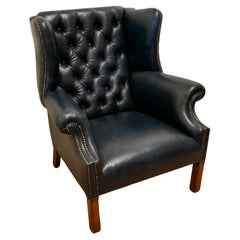 Wing Back Hall Porters Leather or Chesterfield Library Chair