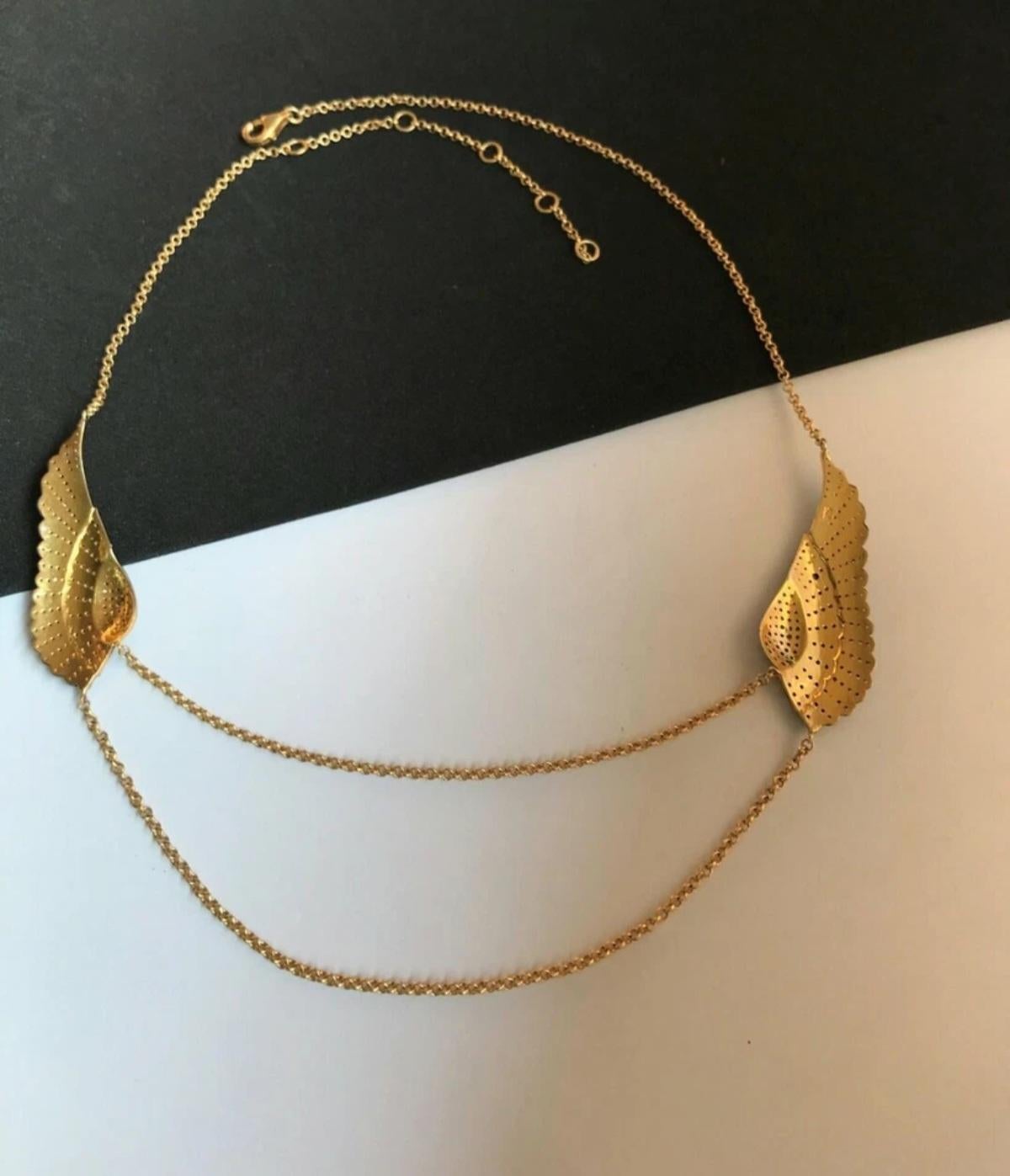 Collana con catena ad ala con pavé di diamanti in argento 925 per un regalo di Natale. in vendita 7