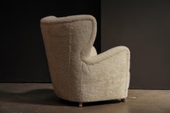 Wing Chair, Bone Shearling