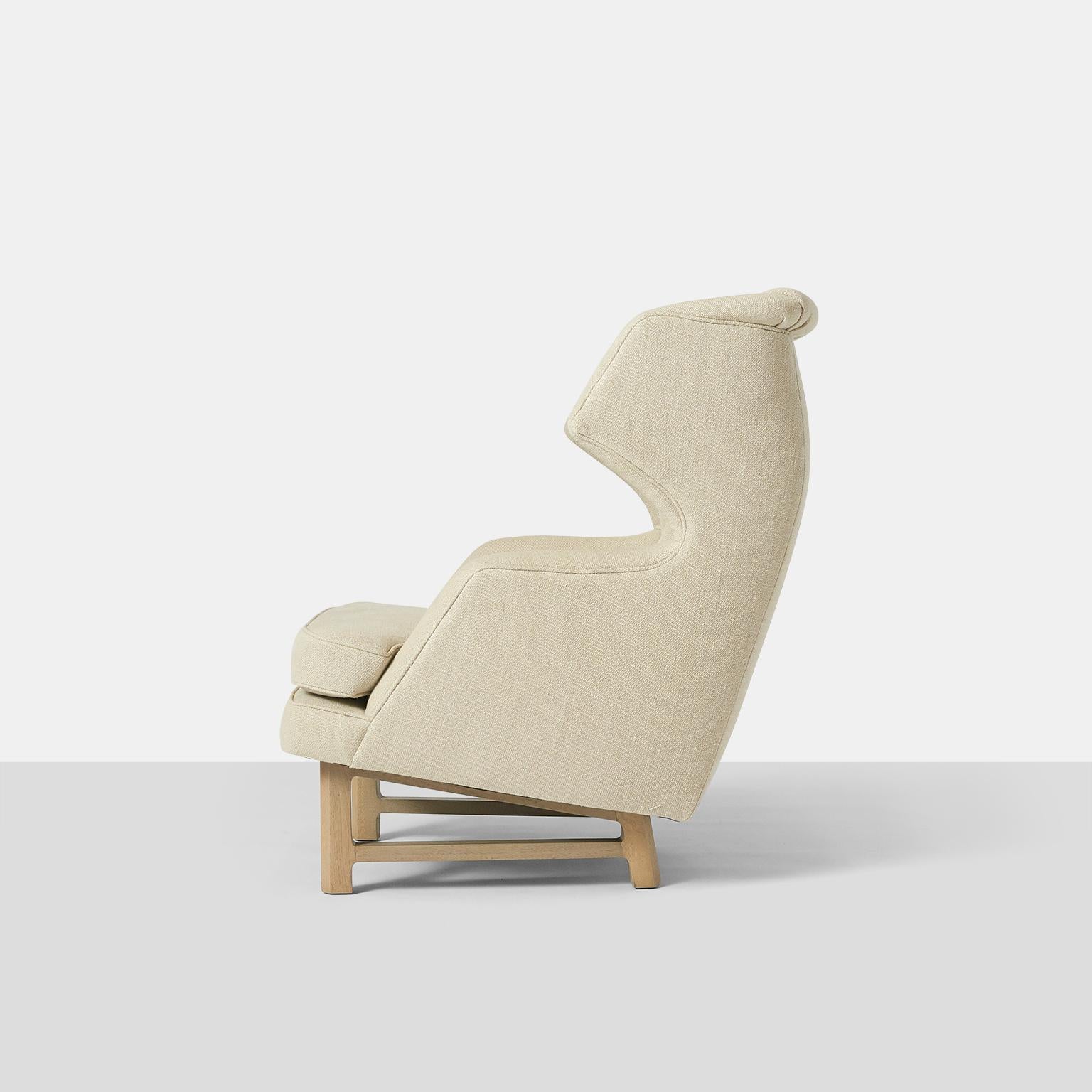 Mid-Century Modern Wing Chair by Edward Wormley with Ottoman For Sale