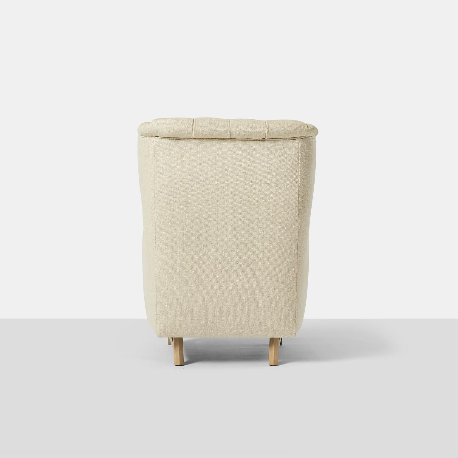 American Wing Chair by Edward Wormley with Ottoman For Sale