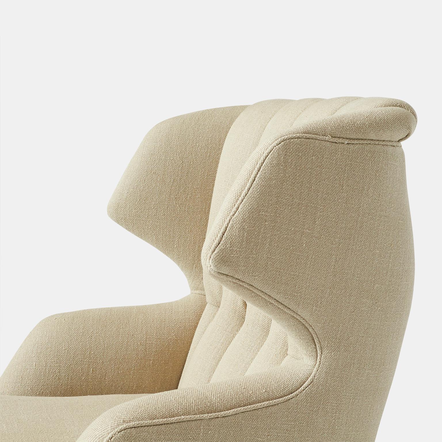 Bleached Wing Chair by Edward Wormley with Ottoman For Sale