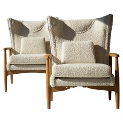 Wing Chair in Boucle by Lawrence Peabody
