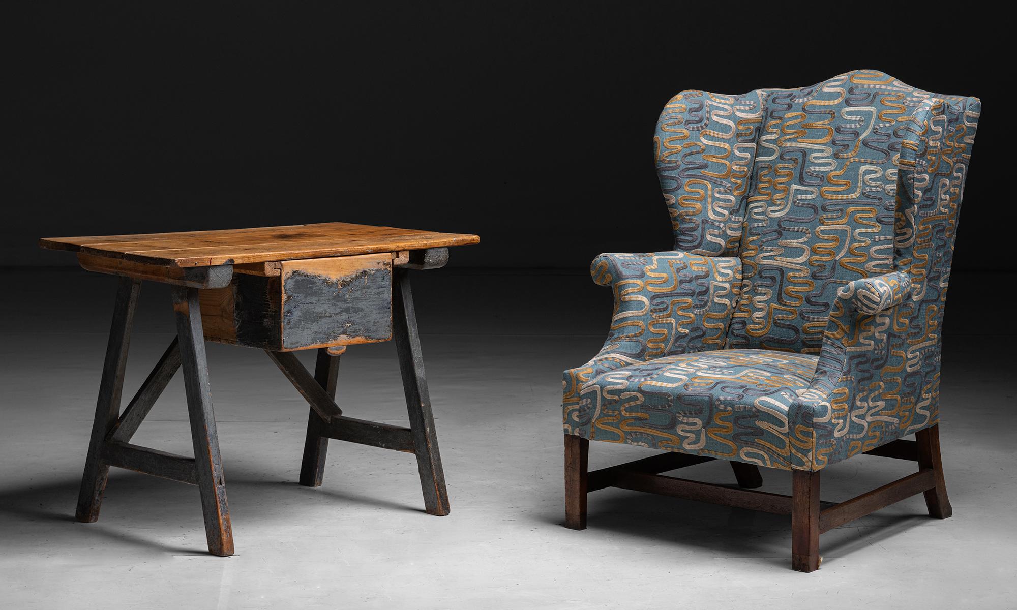 embroidered wingback chair