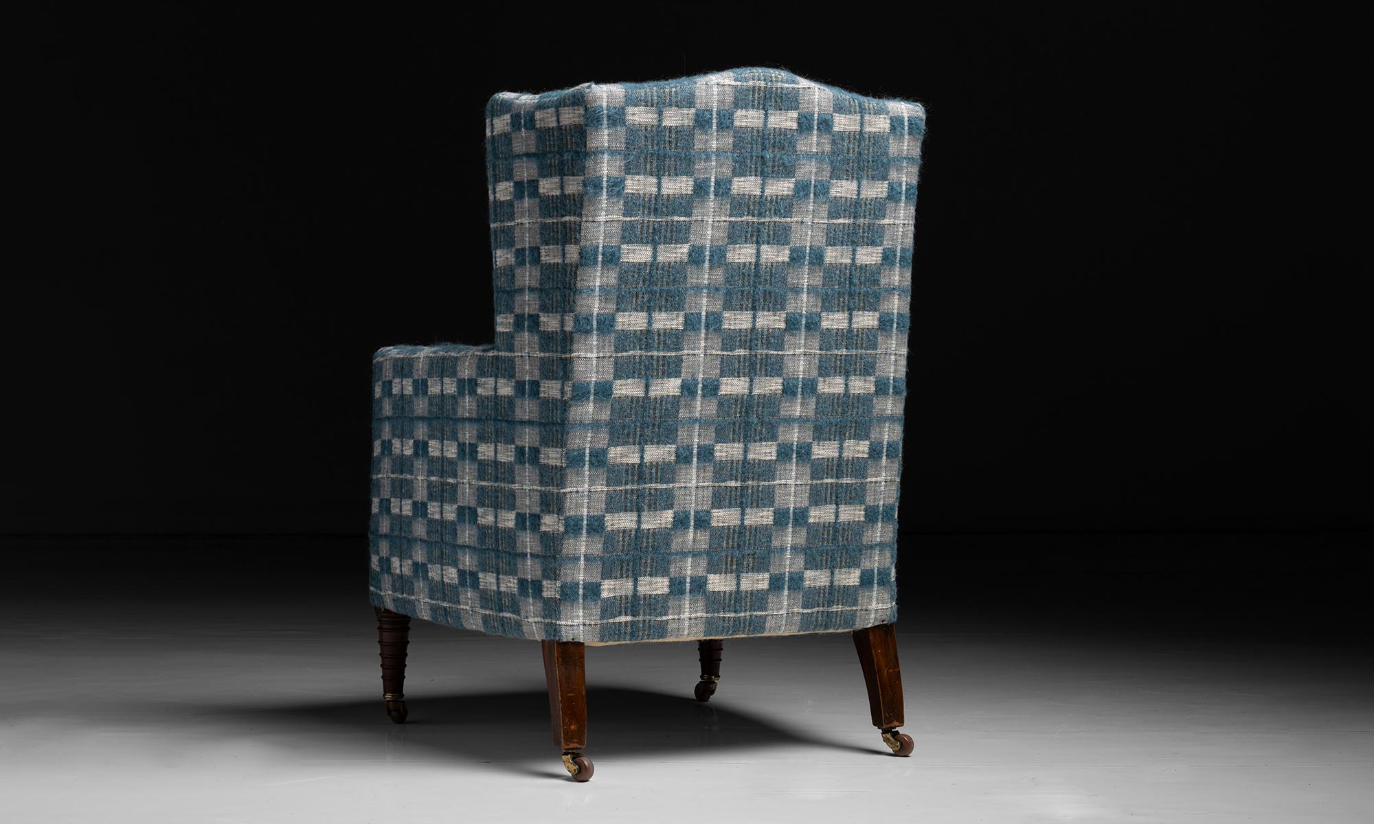 Wing Chair in Mohair by Pierre Frey, England circa 1900 In Good Condition In Culver City, CA