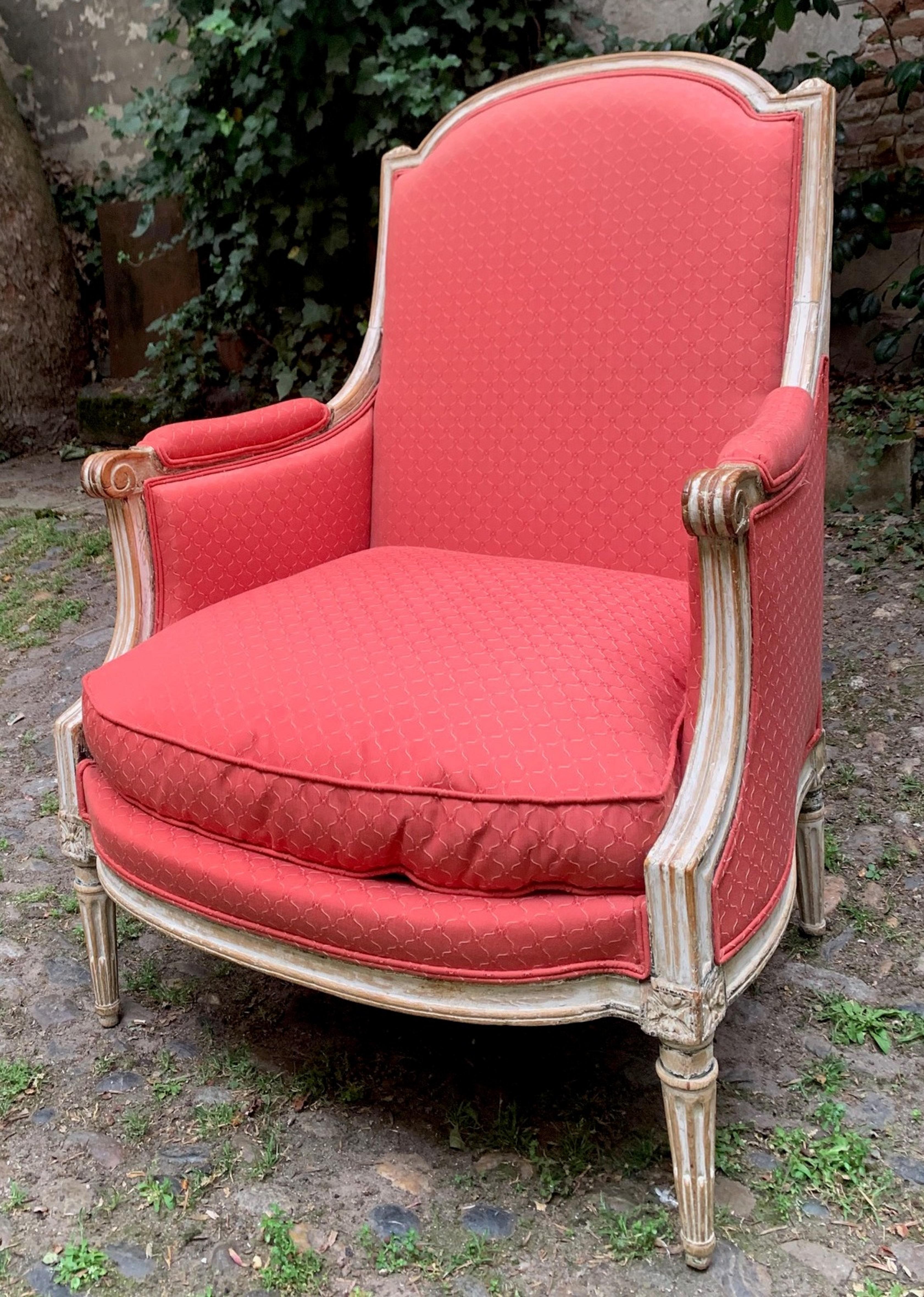 French Wing Chair Louis XVI Stamped Lelarge