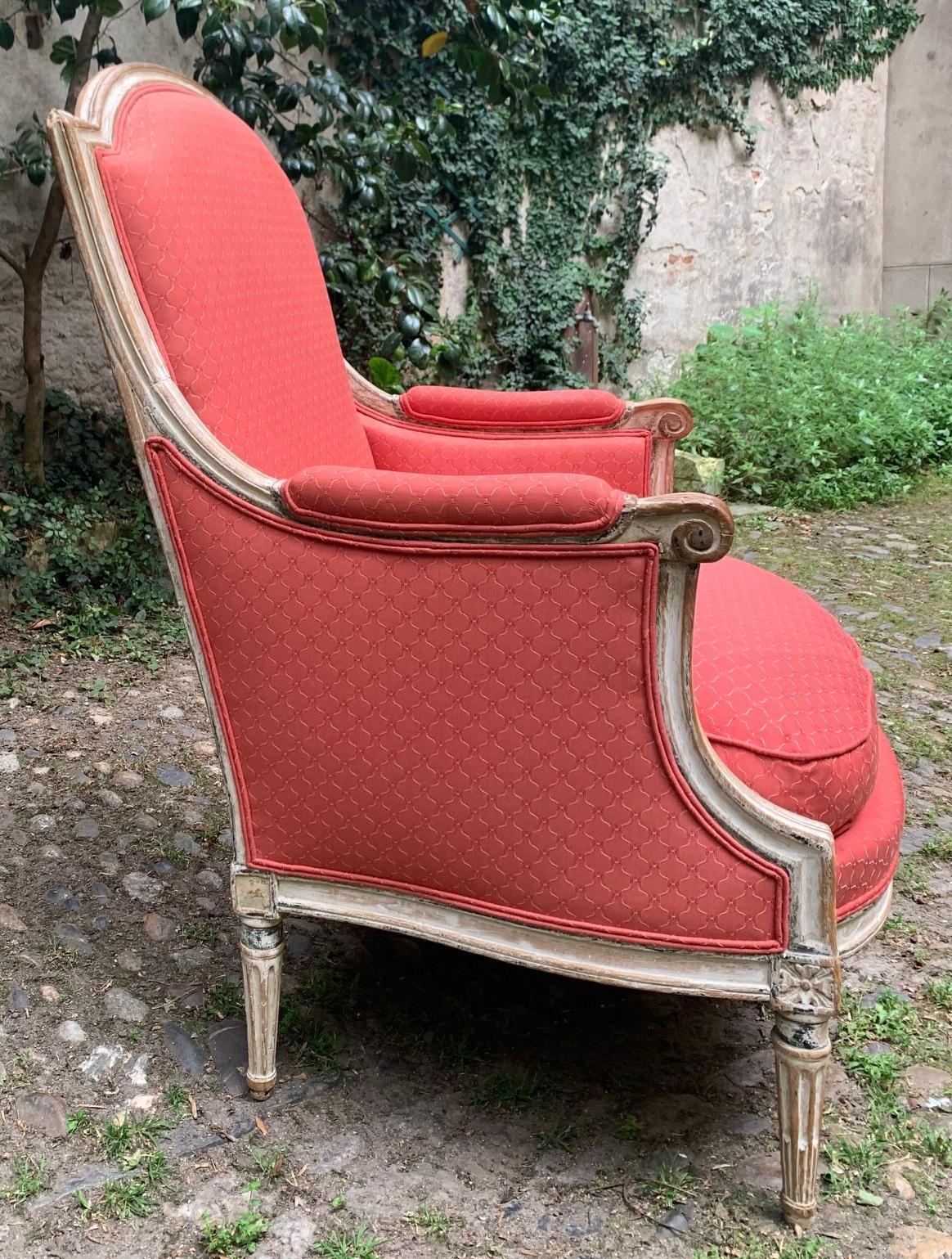 Lacquered Wing Chair Louis XVI Stamped Lelarge
