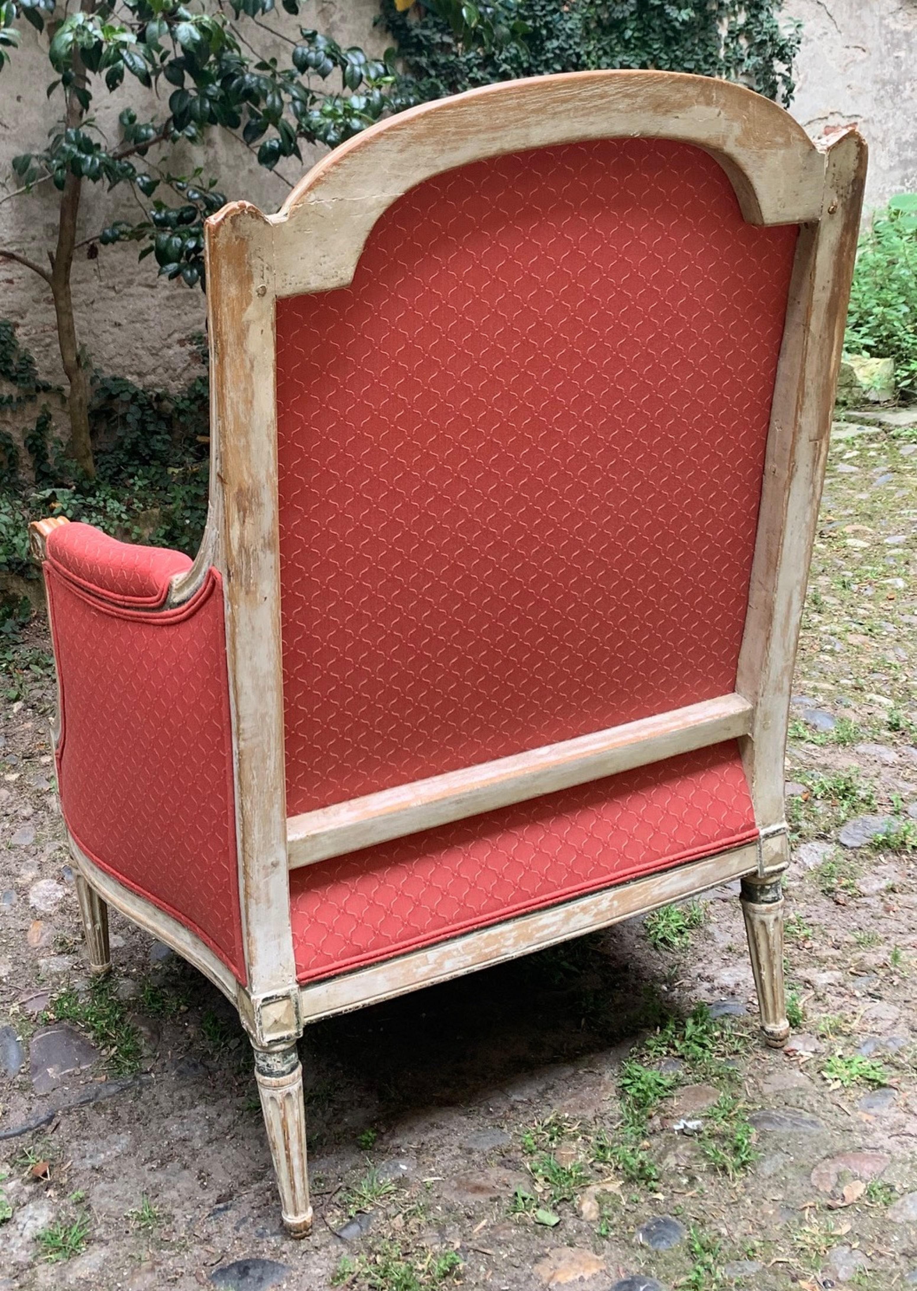 Wing Chair Louis XVI Stamped Lelarge In Excellent Condition In TOULOUSE, FR