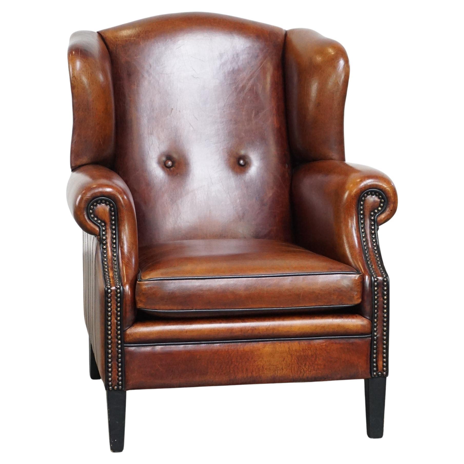 Wing chair made of sheep leather