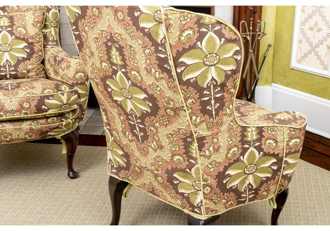 Wing Chair Pair In Custom Clarence House Slipcovers For Sale 6