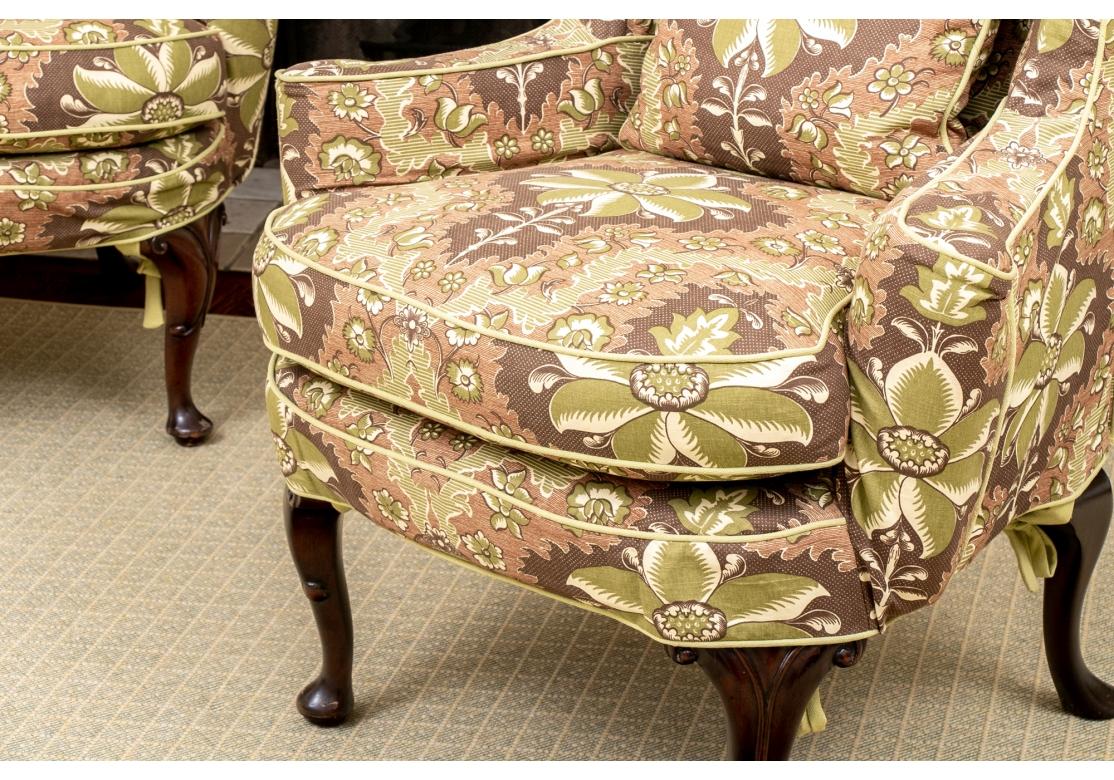 Wing Chair Pair In Custom Clarence House Slipcovers In Good Condition For Sale In Bridgeport, CT