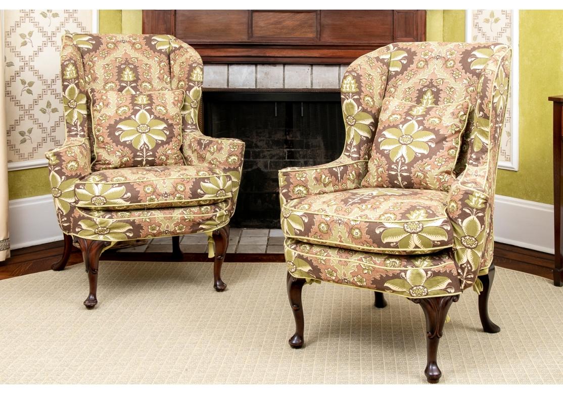 Wing Chair Pair In Custom Clarence House Slipcovers For Sale 1