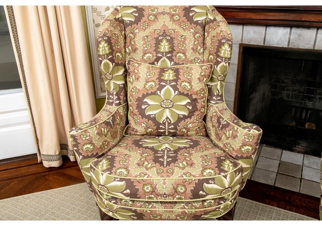 Wing Chair Pair In Custom Clarence House Slipcovers For Sale 2