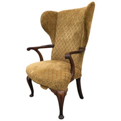 Wing Chair Queen Ann Philadelphia Open Serpentine Open Arm Pad Feet, circa 1740