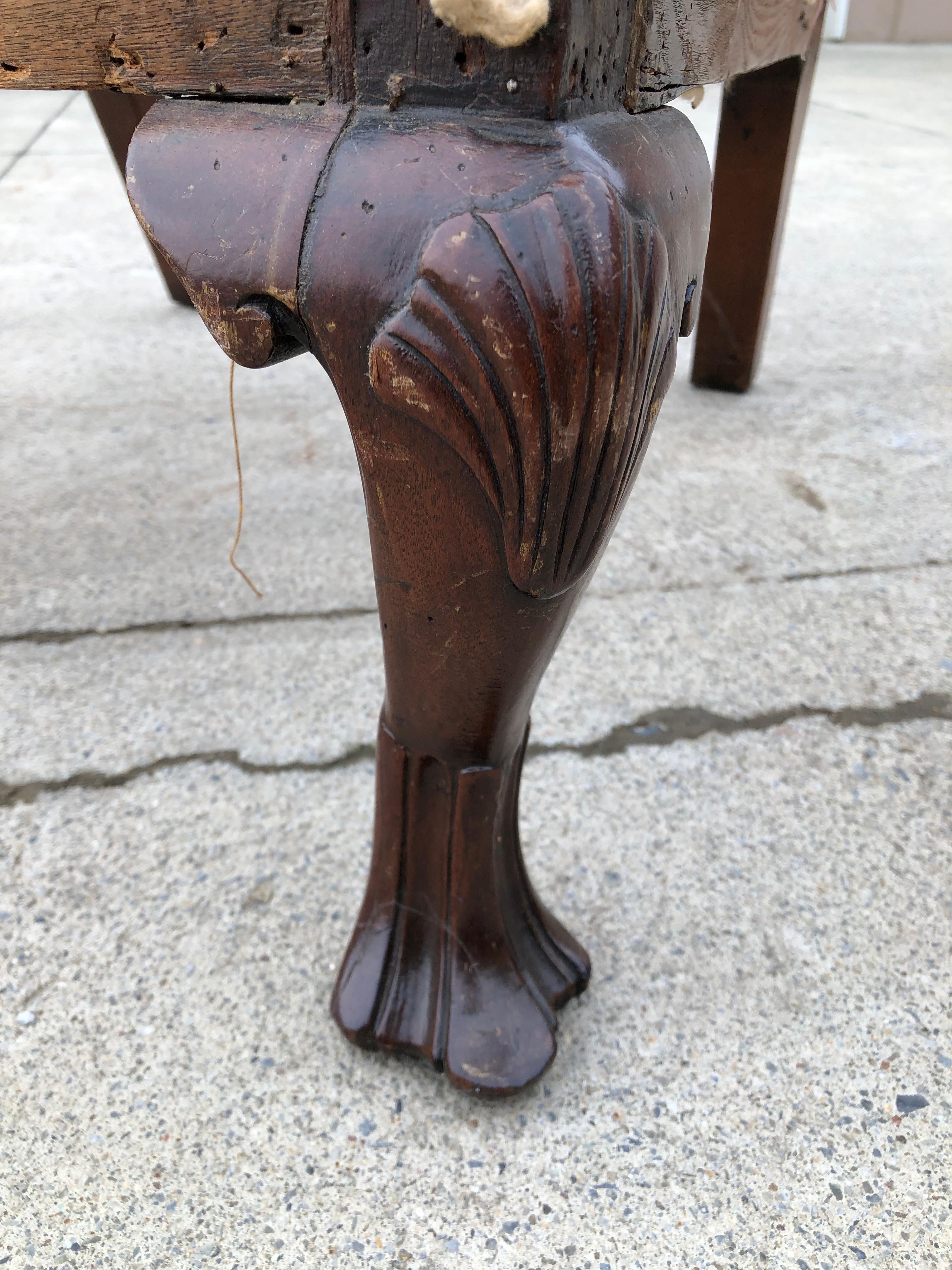 Queen Anne Wing Chair Queen Ann Philadelphia Trifid Feet Carved Shell Knees, circa 1770 For Sale
