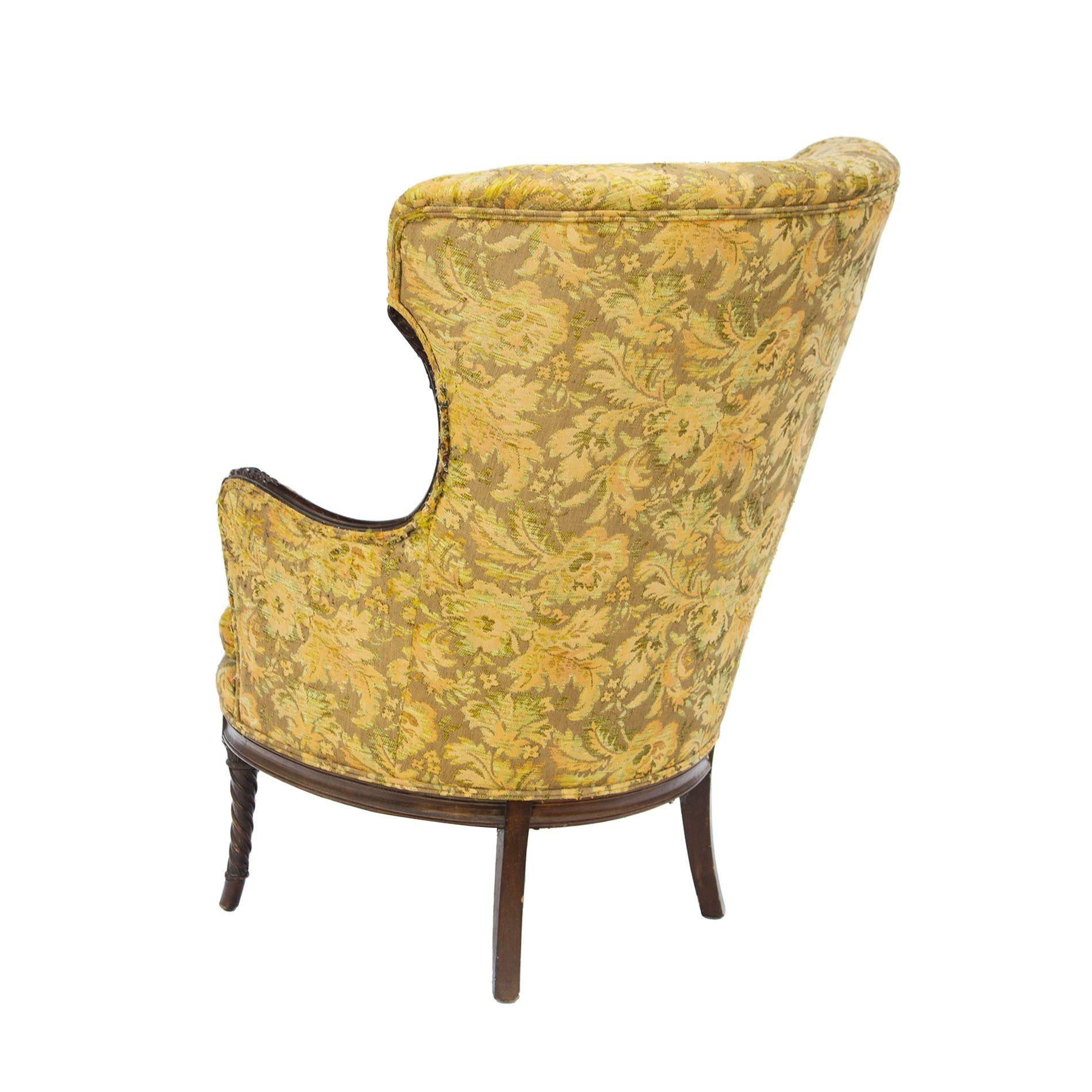 Wing Chair with Carved Frame Style of Maison Jansen 1
