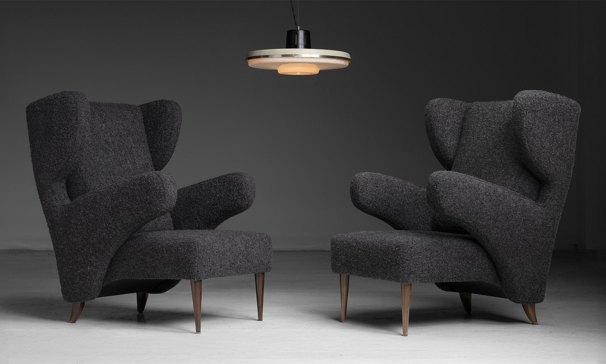 Wing Chairs in Rosemary Hallgarten Alpaca Boucle, Italy 1960 2