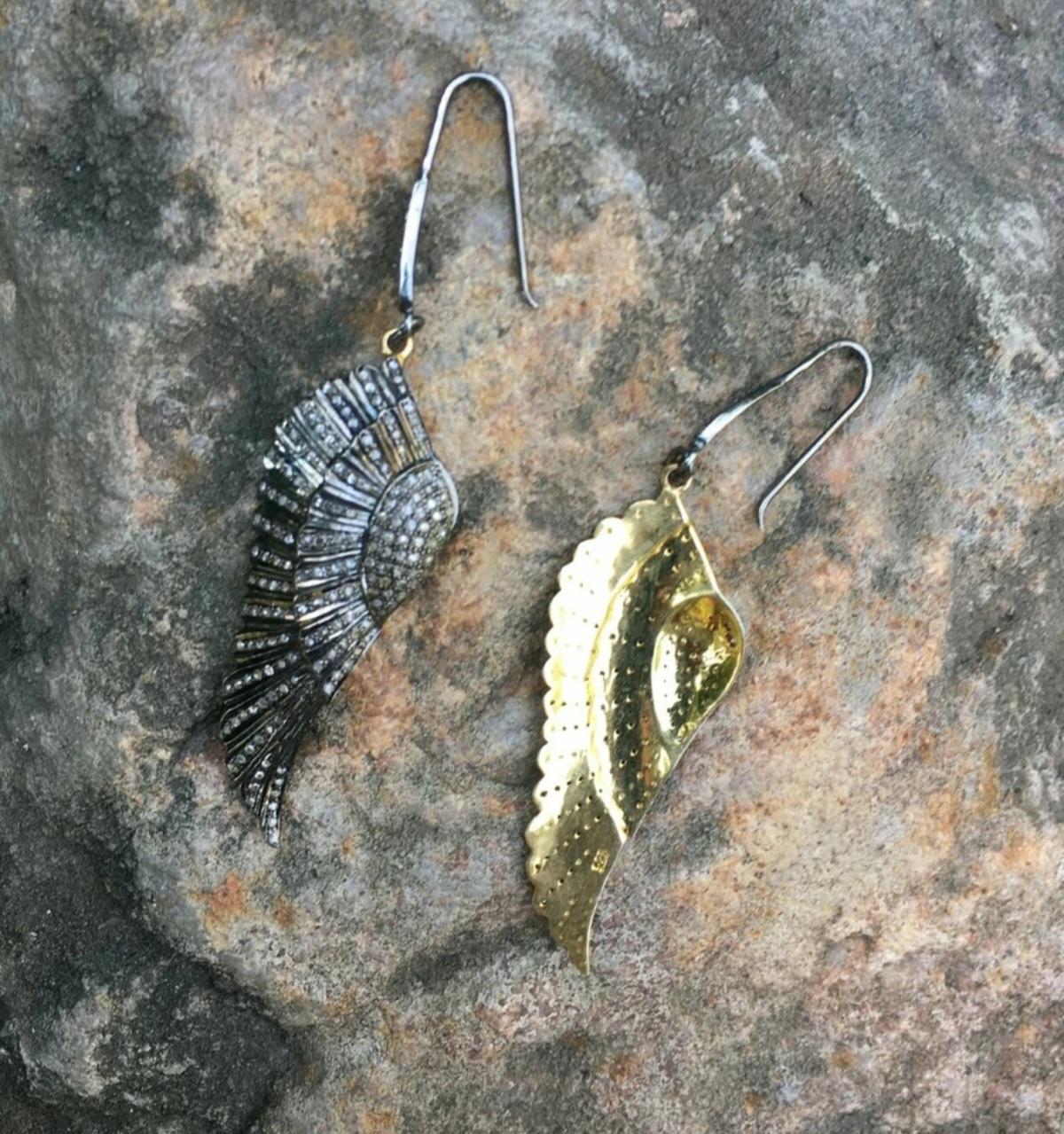 Boucle d'oreille à breloques en argent 925 avec diamant pavé Boucle d'oreille à breloques avec diamant pour Noël. Pour femmes en vente