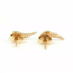 Wing Charm Earrings 14k Solid Gold Diamond