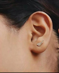 Wing Charm Earrings 14k Solid Gold Diamond Wing Earring Wedding Anniversary Gift