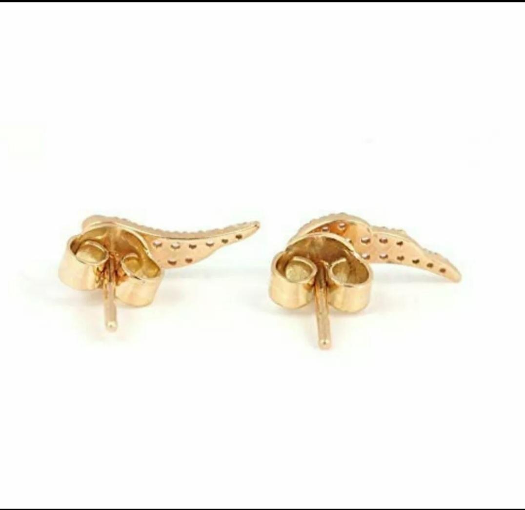 Art déco Boucles d'oreilles breloques en or massif 14k avec diamant Boucles d'oreilles breloques en or massif 14k Cadeau d'anniversaire de mariage en vente