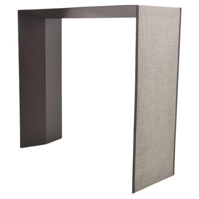 "Wing" Console in Steel and Textural Linen by Elan Atelier (IN STOCK) For Sale