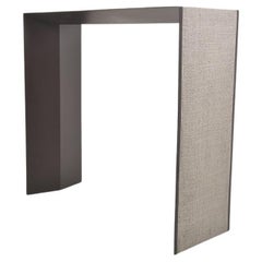 "Wing" Console in Steel and Textural Linen by Elan Atelier (IN STOCK)