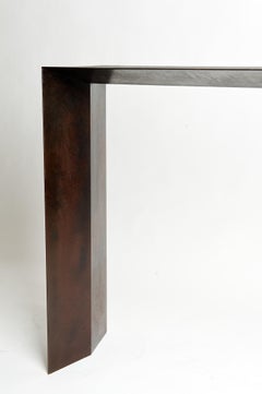 Industrial Wing Console in Steel and Textural Linen by Elan Atelier (Preorder)