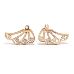 Wing Diamond Earring Jackets, 14K Yellow Gold, Funky Diamond