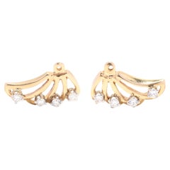 Vestes à boucles d'oreilles en or jaune 14 carats avec diamants en forme d'ailes