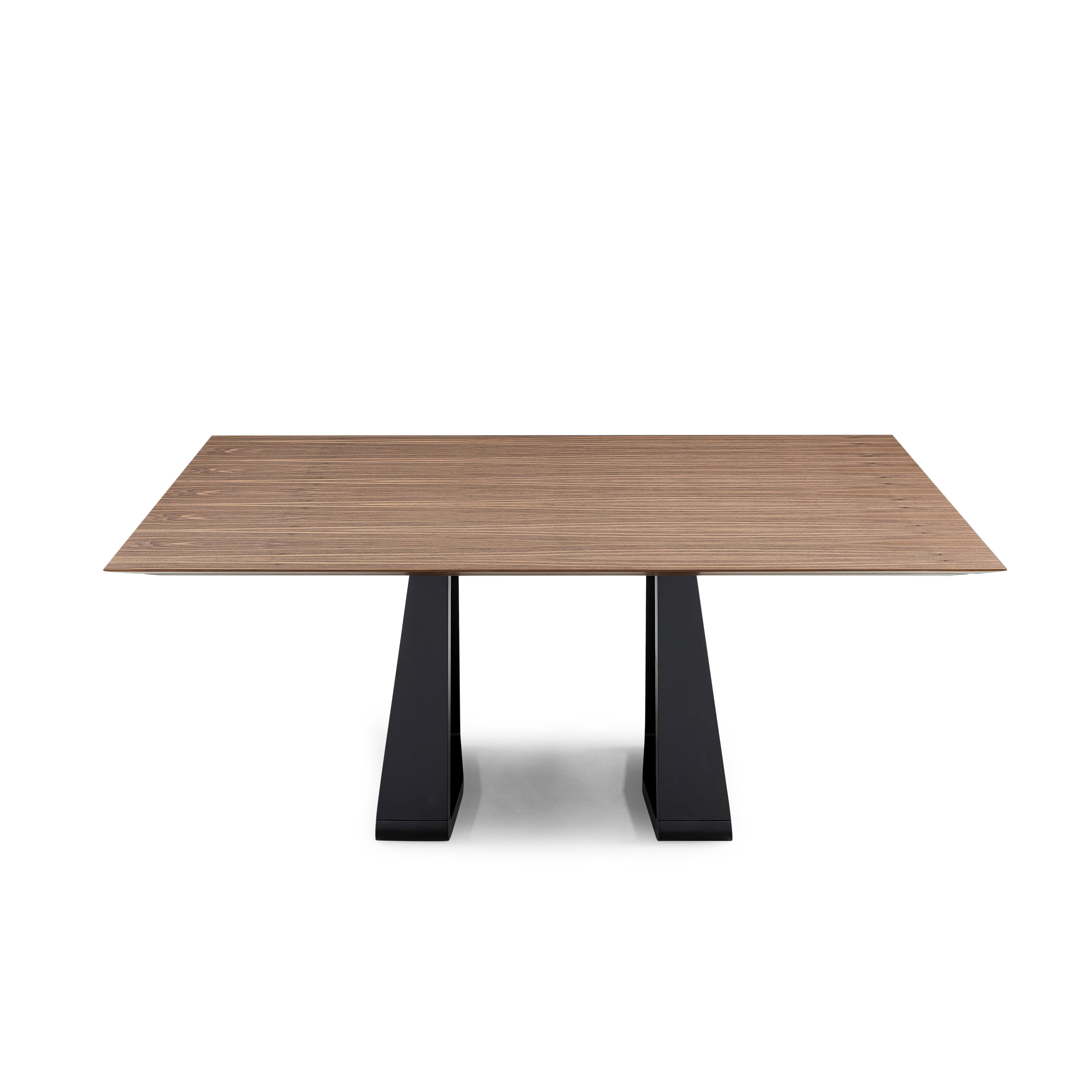 XXIe siècle et contemporain Table de salle à manger avec placage en noyer  Top de 87 pouces et base noire mate - ligne d'aile en vente