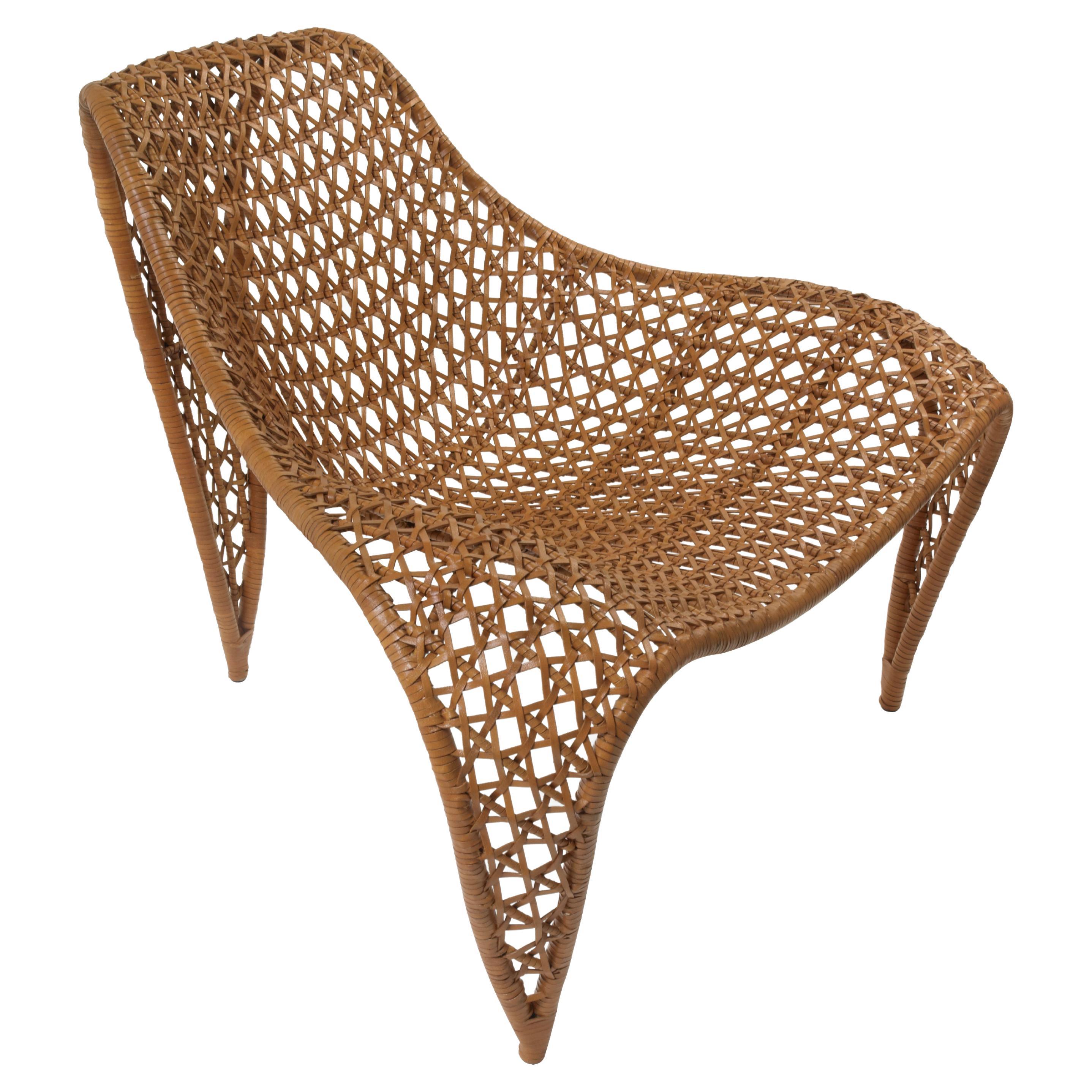 Wing Open Weave Saddle Leather Chair