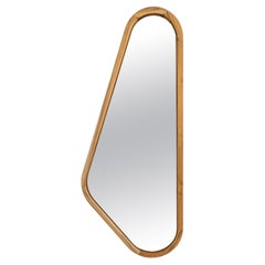 Specchio da parete in legno di teak a forma di ala con finitura naturale, lato sinistro, Ali Collectional