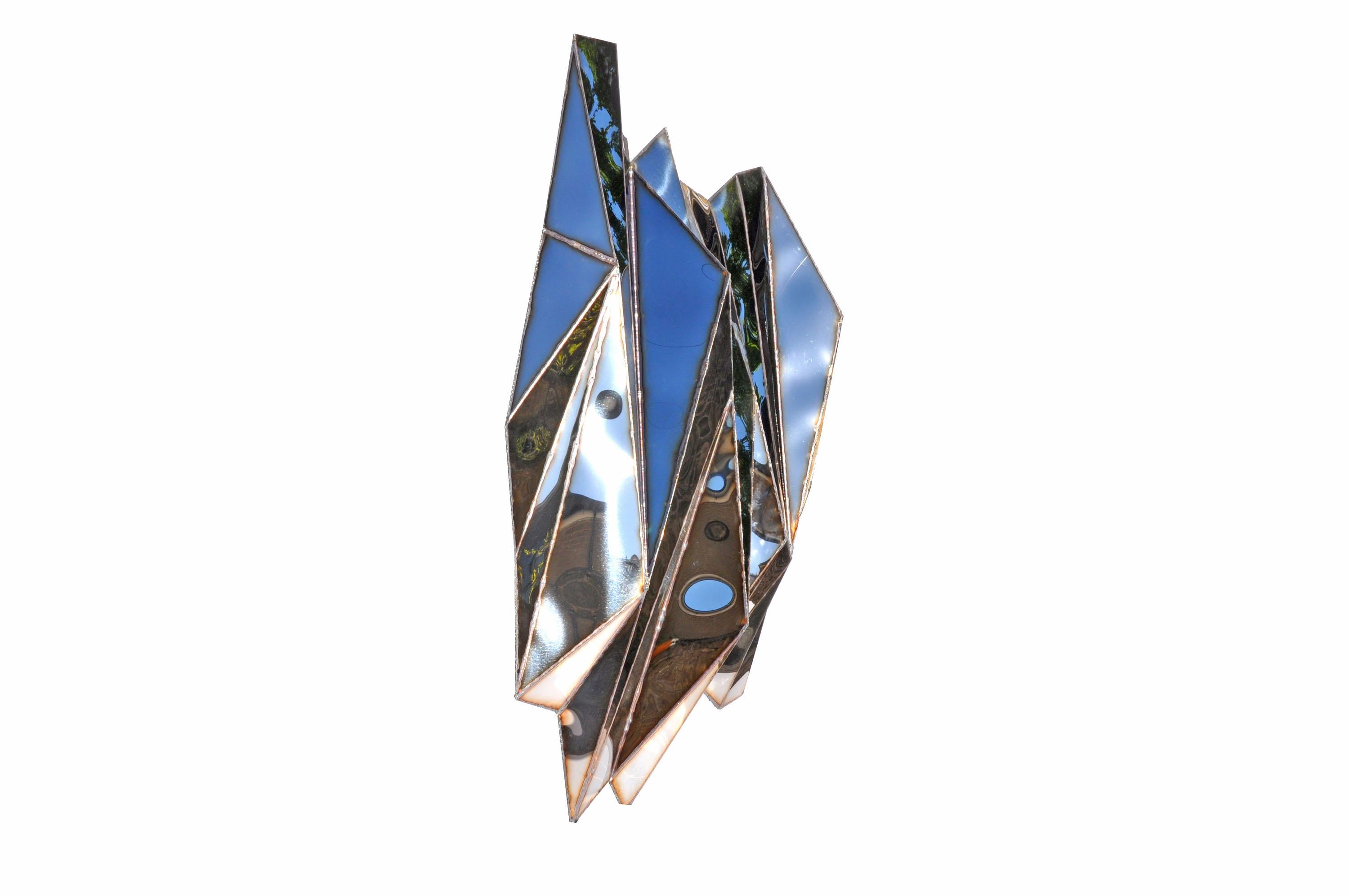 Wing Silver Wandstück aus geschweißtem, hochglanzpoliertem Edelstahl von Julian Mayor (Poliert) im Angebot