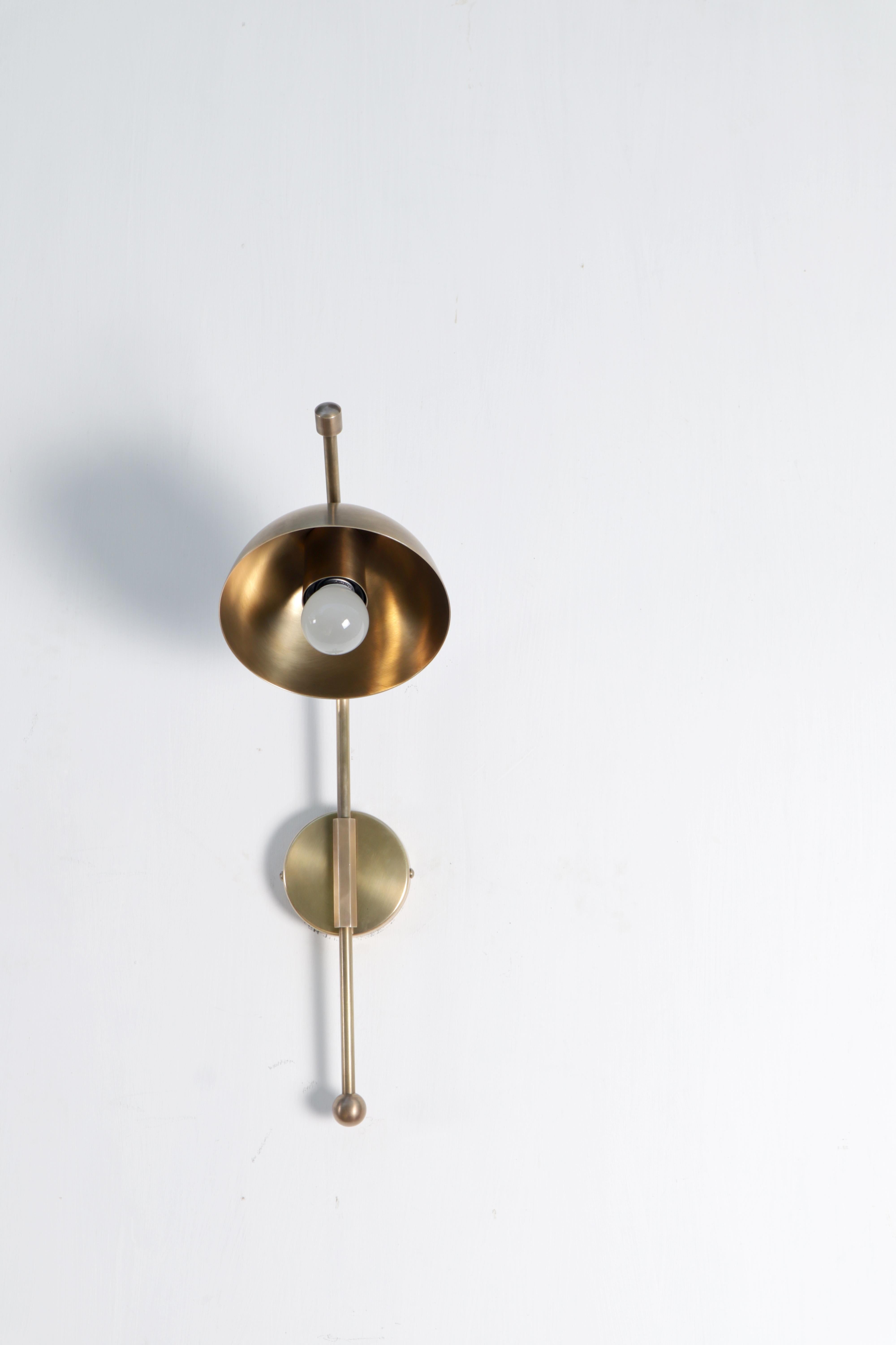 Post-Modern Wing Two Brass Dome Wall Sconce by Lamp Shaper For Sale