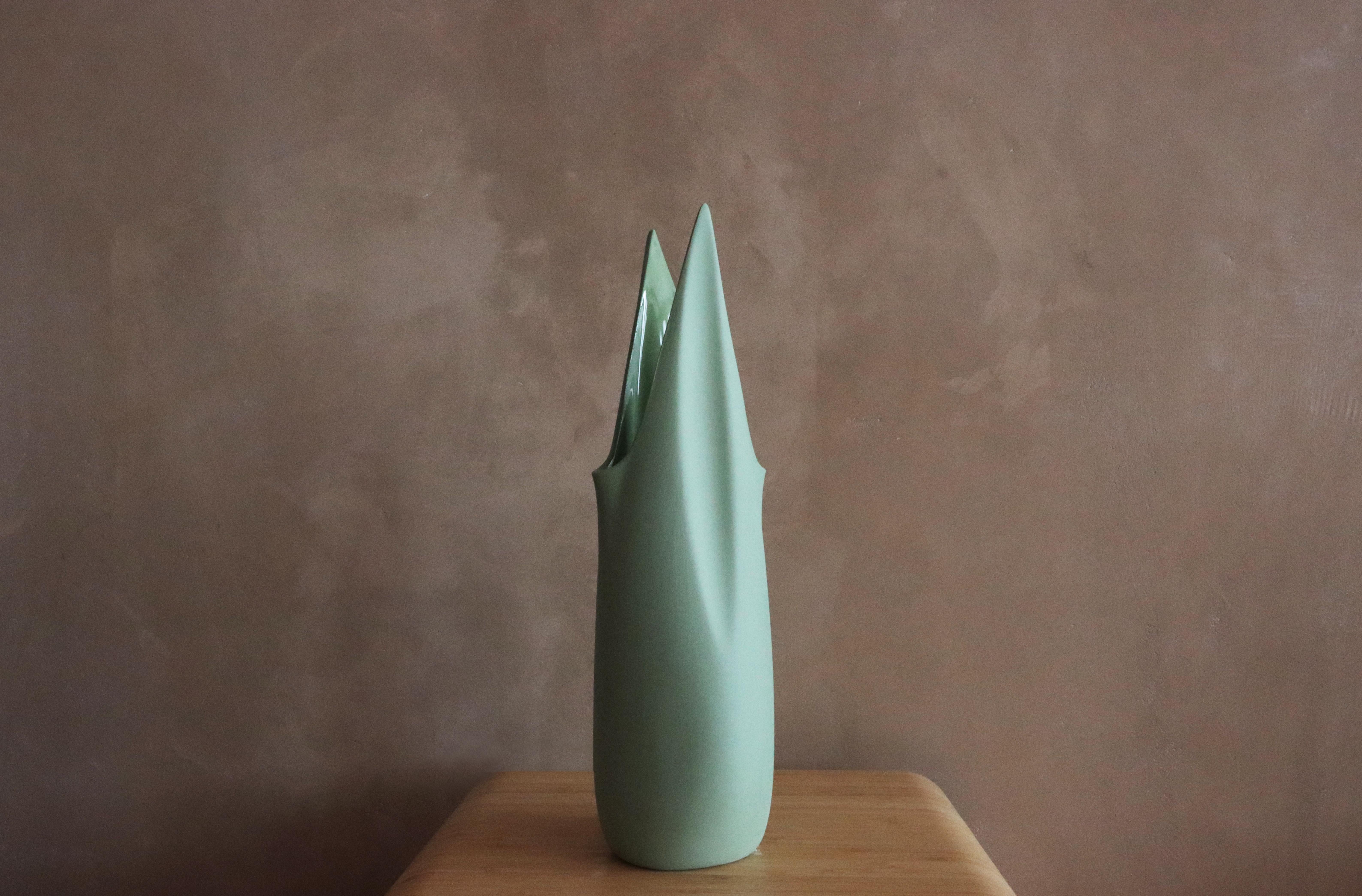 New Zealand Wing Water Vessel. Olive Green - Matte For Sale