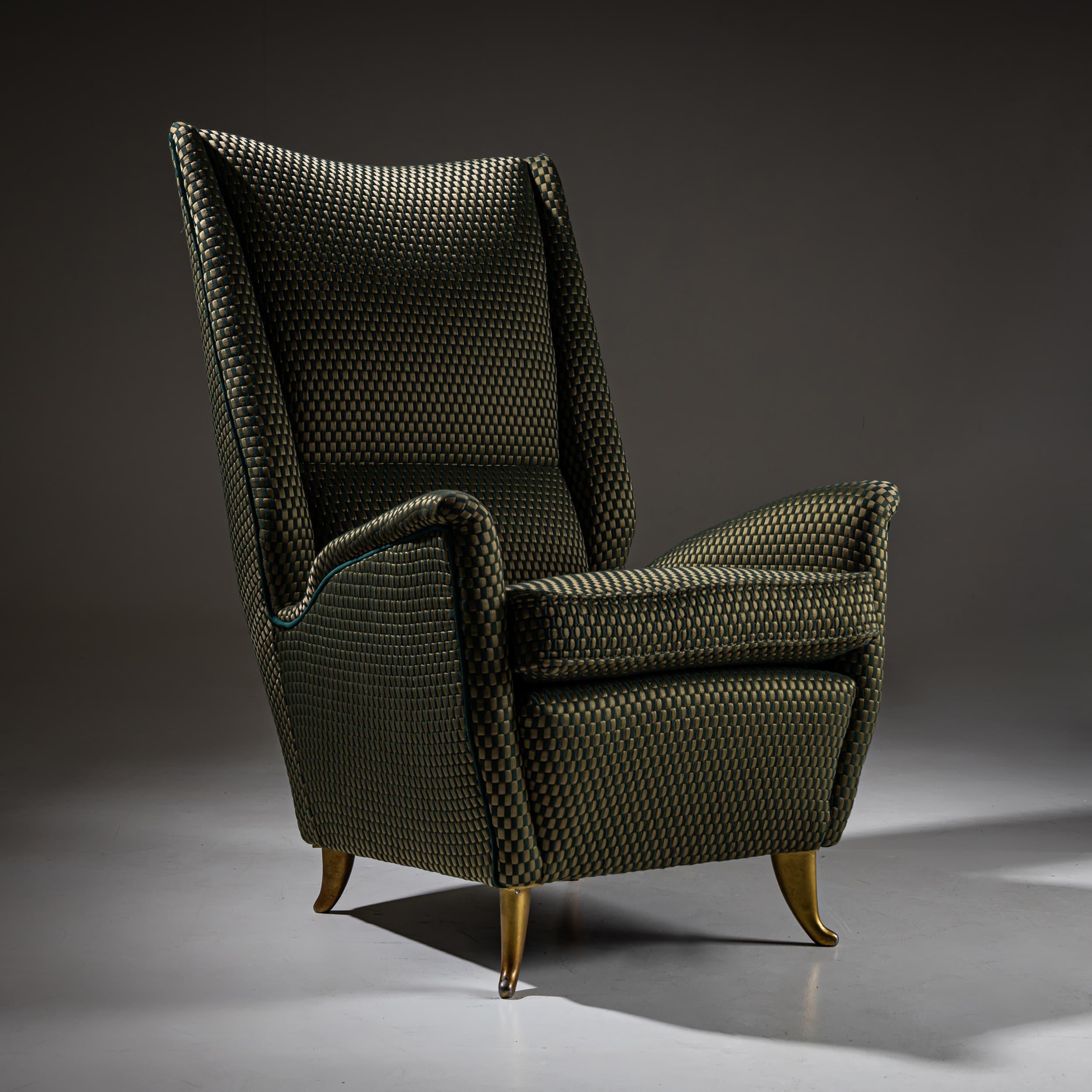 Mid-Century Modern Fauteuil Wingback attribué à Gio Ponti pour ISA Bergamo, 1960, Italie en vente