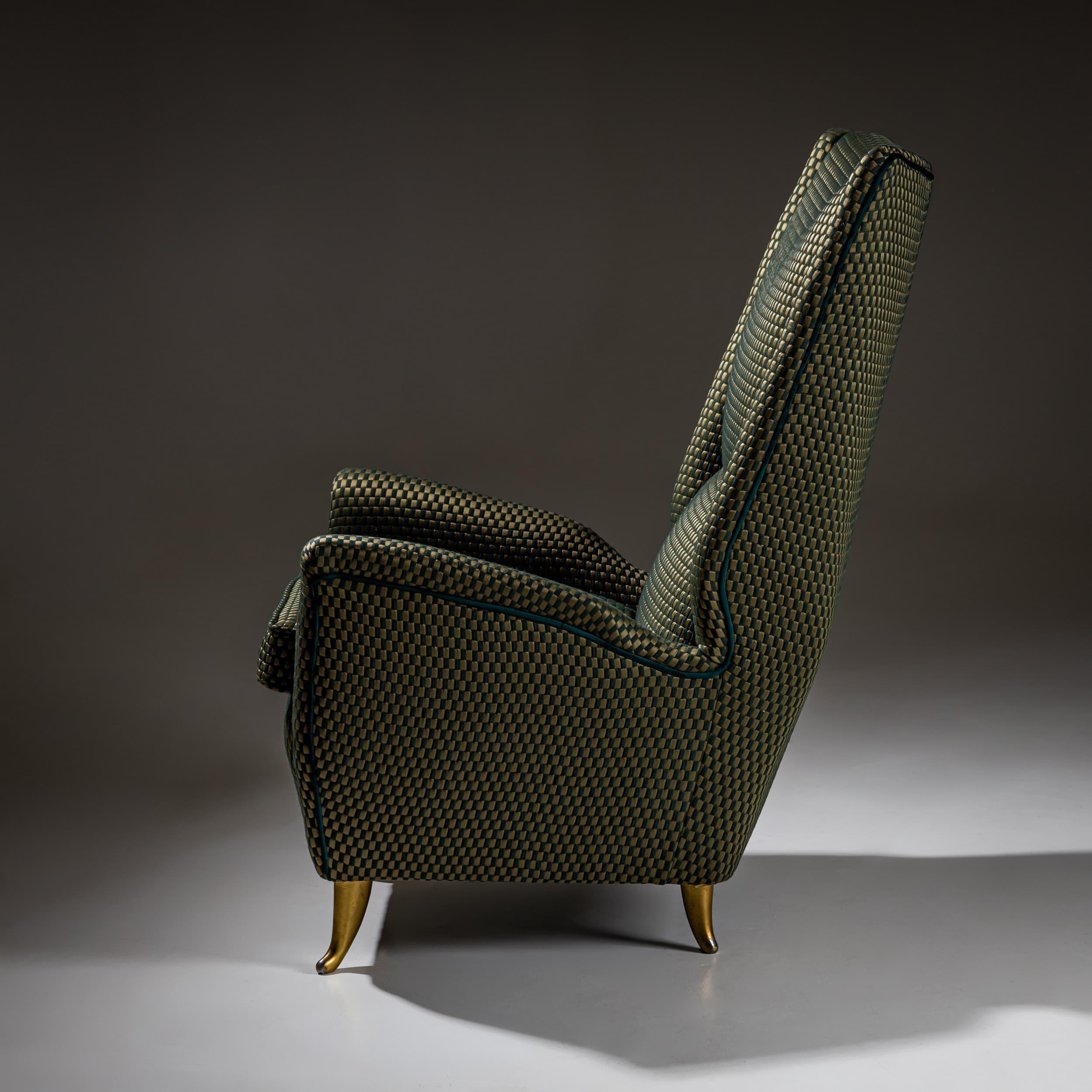 Laiton Fauteuil Wingback attribué à Gio Ponti pour ISA Bergamo, 1960, Italie en vente