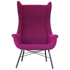 Wingback Armchair by Miroslav Navratil, 1960s, Original Purple Upholstery