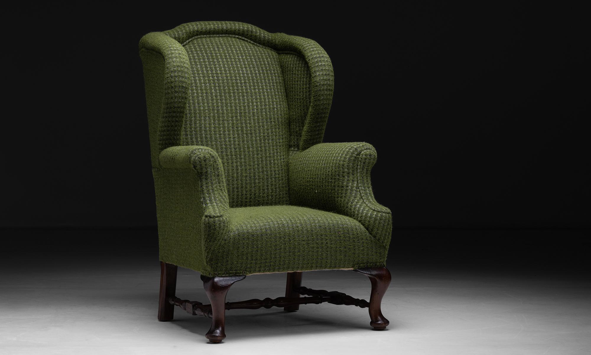 Wingback Armchair by William Birch, England circa 1890

Newly upholstered in Pine Wool Blend by Holland & Sherry on cabriole mahogany legs with makers stamp.

Measures: 30”W x 33”D x 46.75”H x 17”seat.