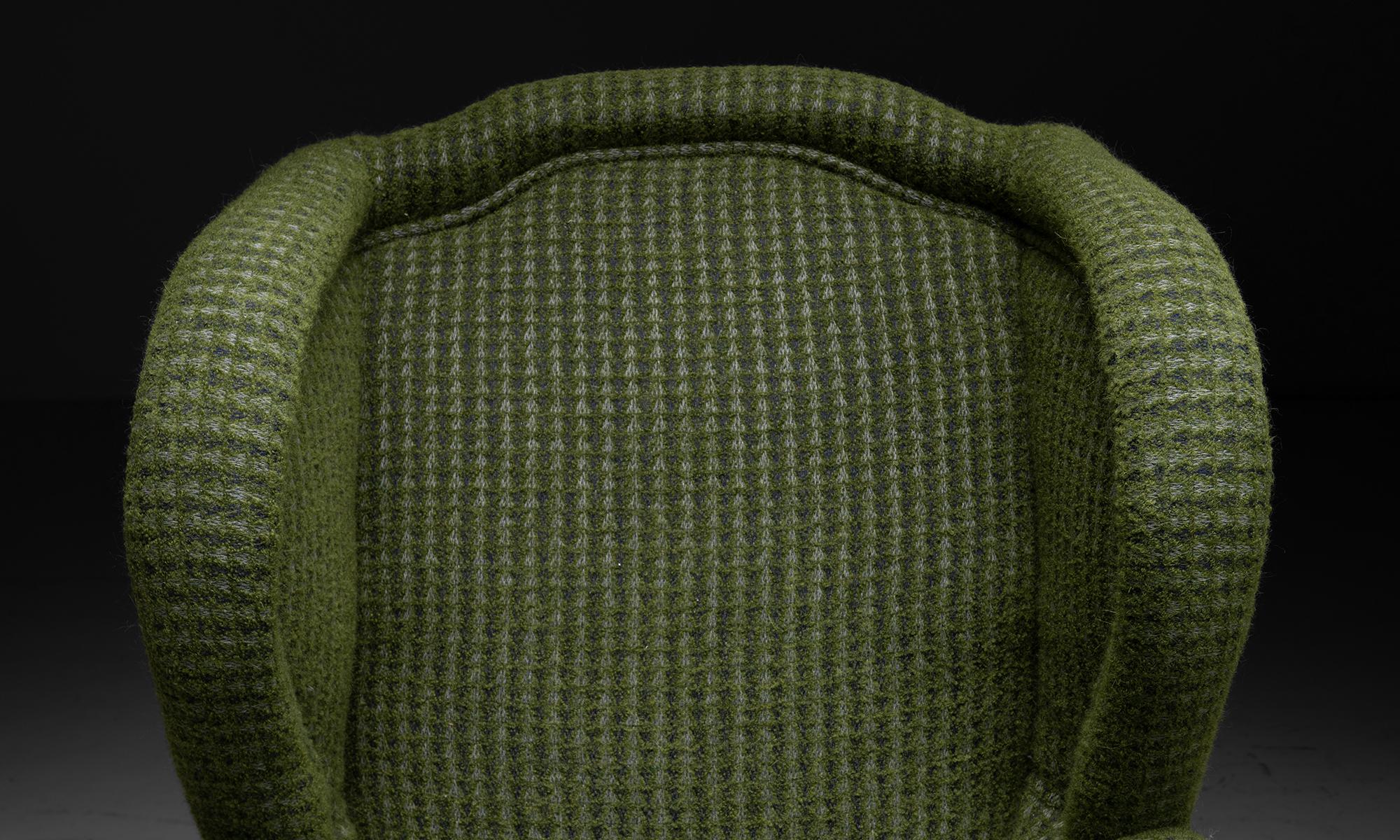 dark green wingback chair