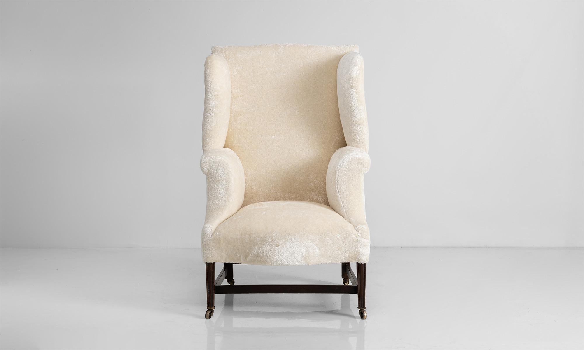 Generous wingbackaArmchair in cotton blend by Dedar Milano.

England circa 1800

Newly upholstered on antique frame.

Measures: 29” W x 26” D x 45” H x 16” seat.