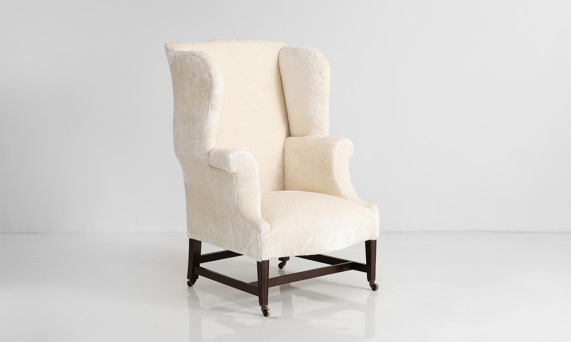 English Wingback Armchair in Cotton Blend by Dedar Milano, England circa 1800