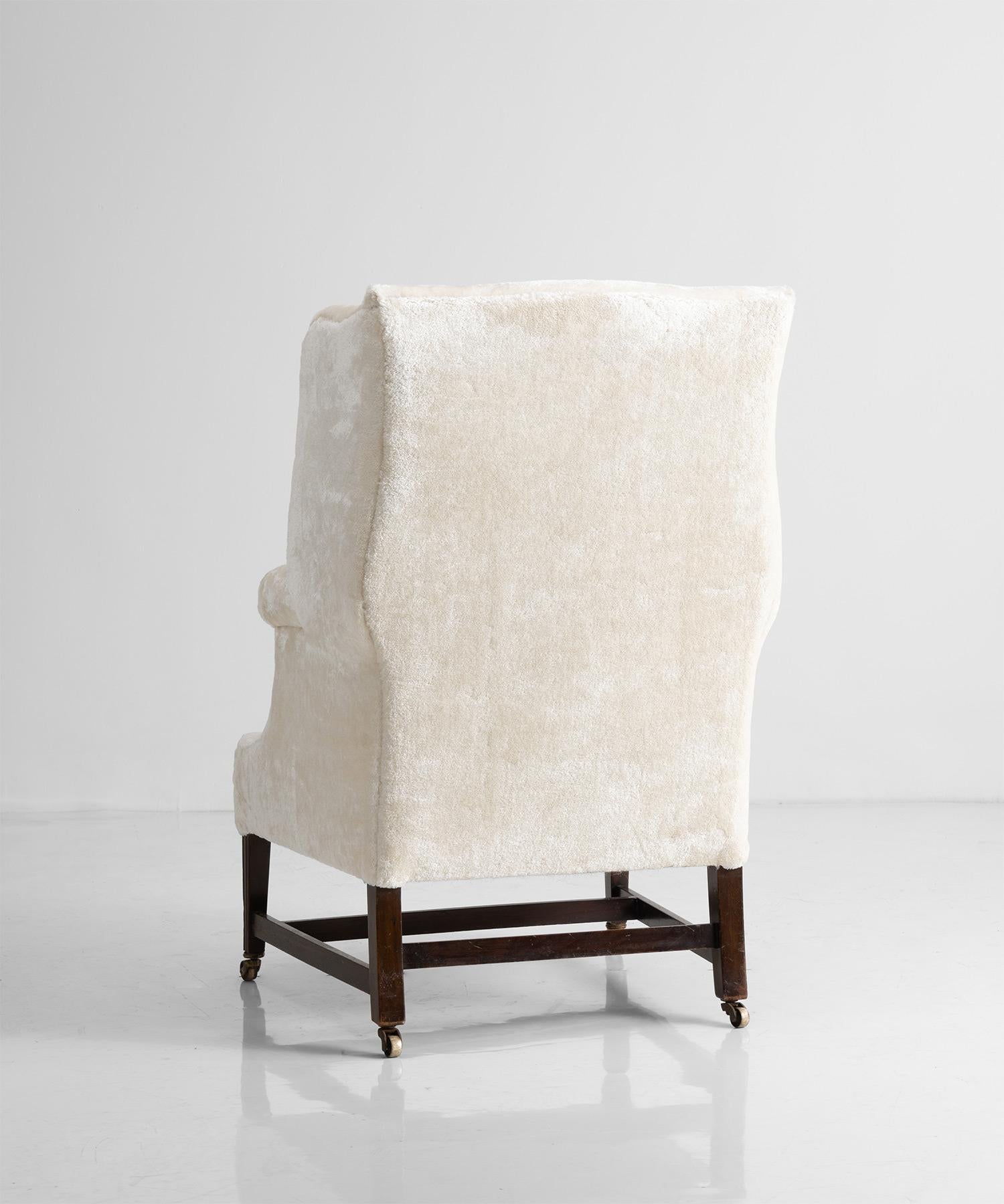 Wingback Armchair in Cotton Blend by Dedar Milano, England circa 1800 1