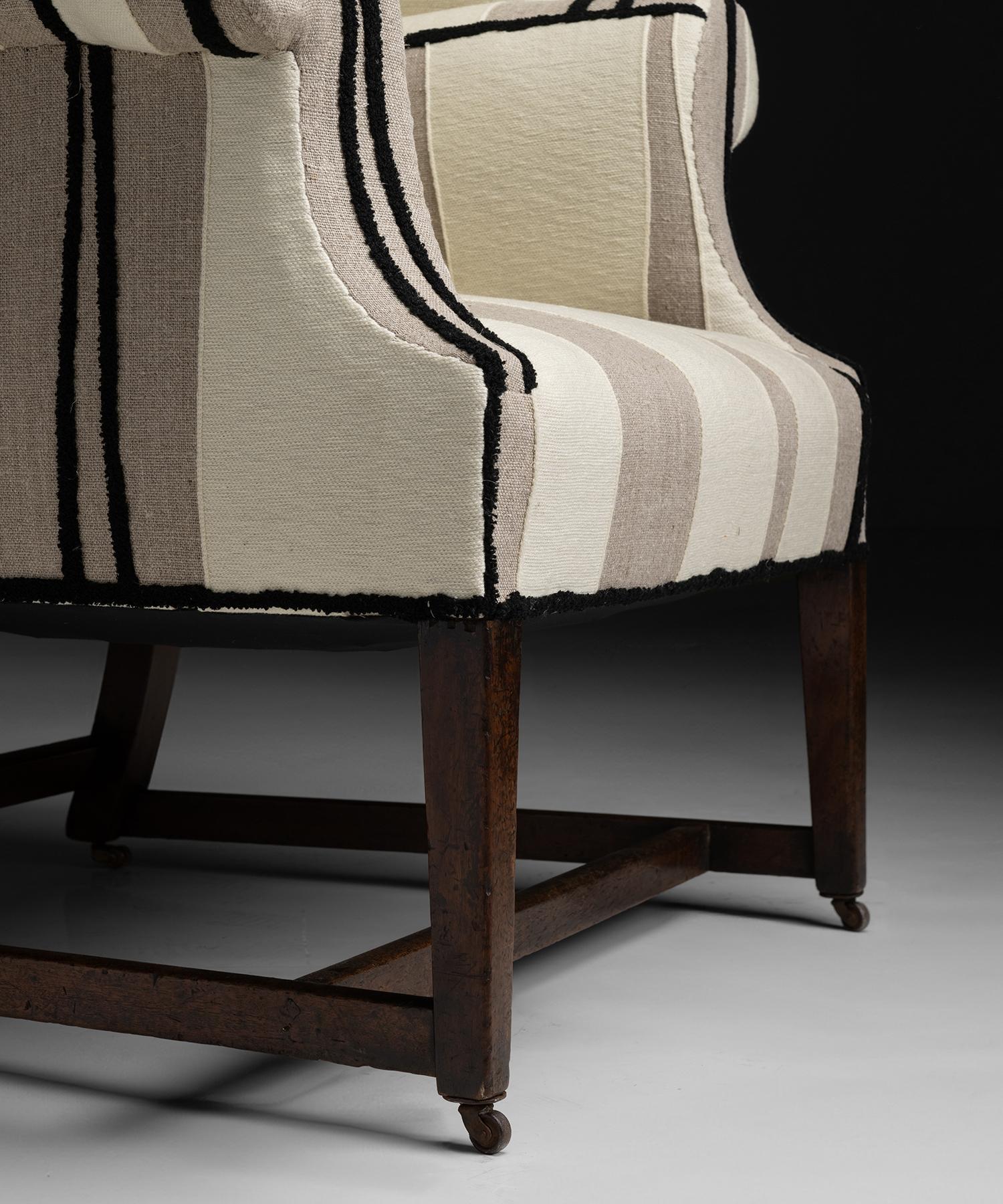 Wingback Armchair in Pierre Frey Fabric Circa 1890 In Good Condition In Culver City, CA