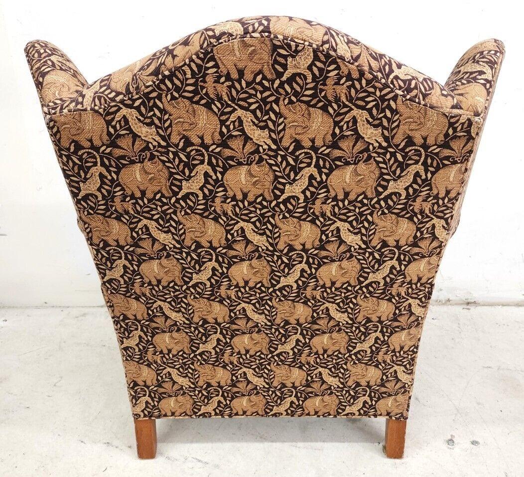 Wingback Armchair & Ottoman Elephants & Leopards Custom Designer For Sale 1