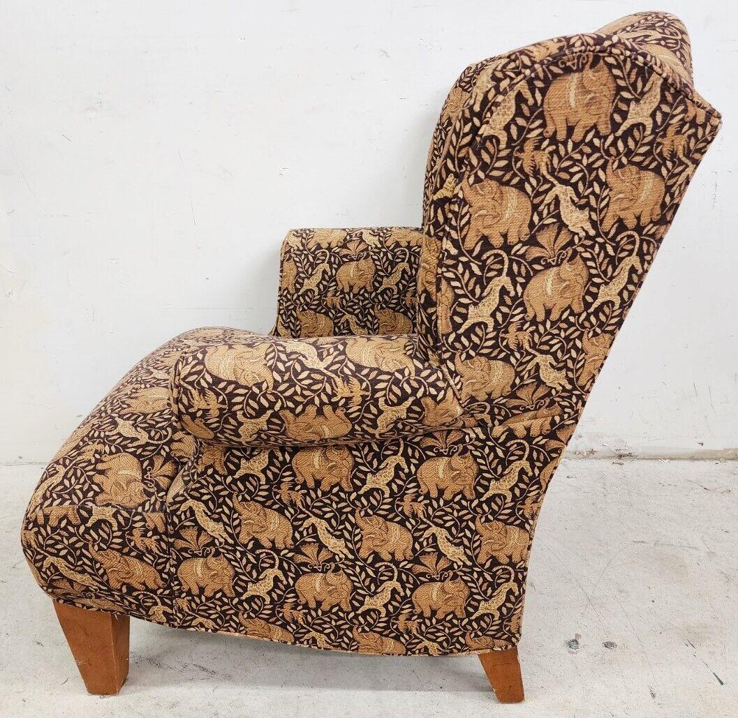 Wingback Armchair & Ottoman Elephants & Leopards Custom Designer For Sale 3